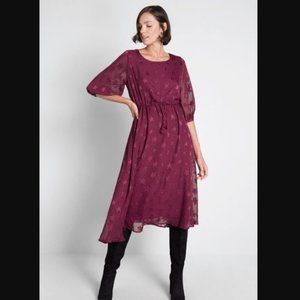 Modcloth Burgundy Wish Upon A Star A-Line Dress 8